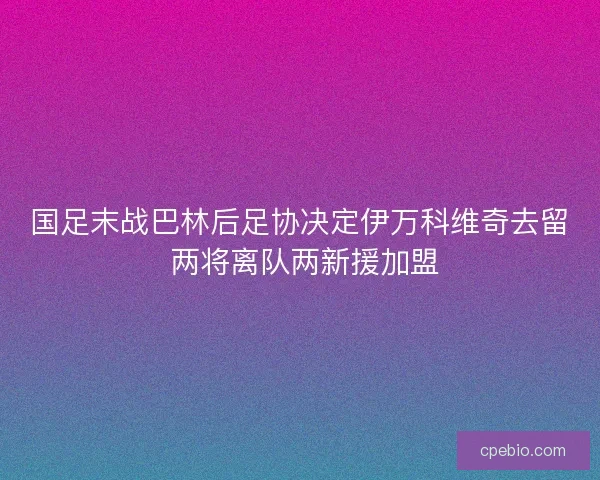 国足末战巴林后足协决定伊万科维奇去留 两将离队两新援加盟