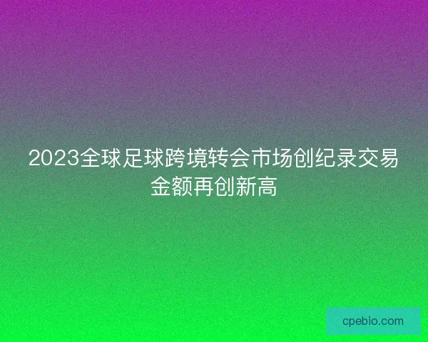 2023全球足球跨境转会市场创纪录交易金额再创新高